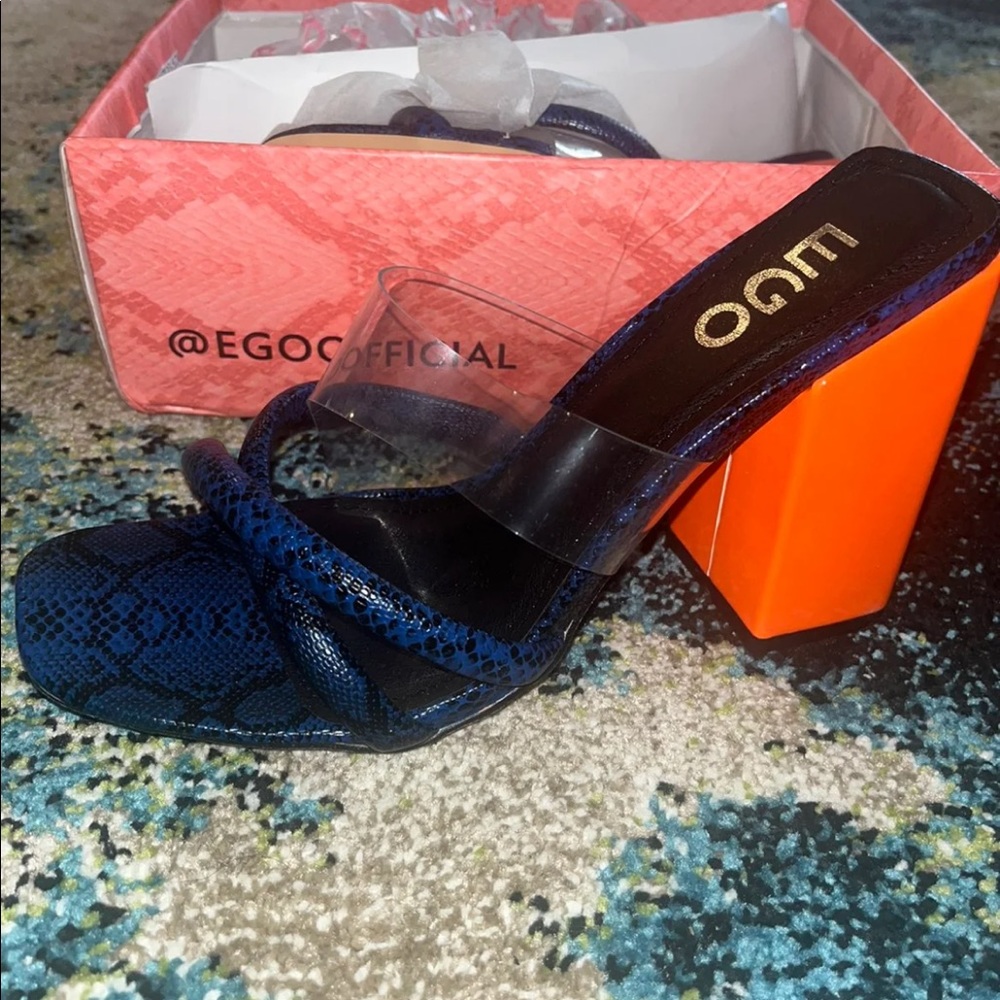 Royal blue block heels